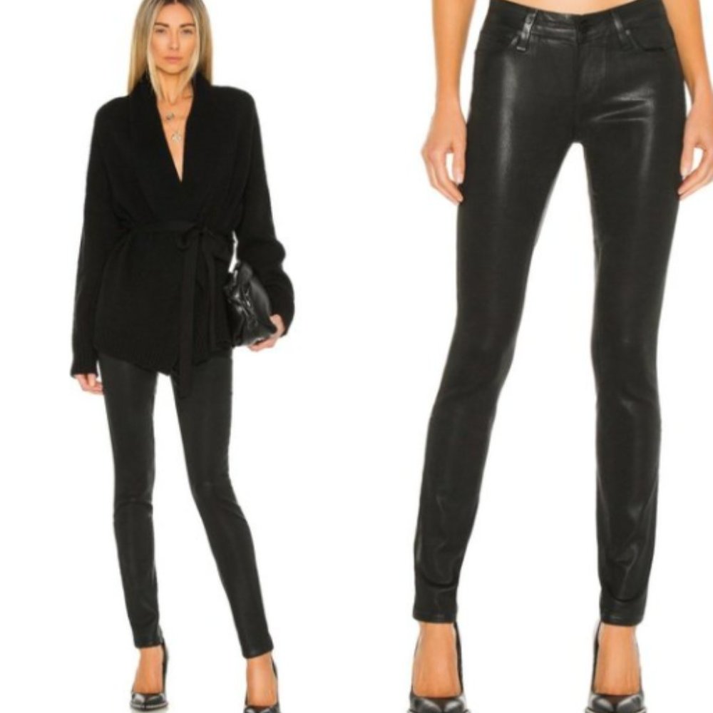 PAIGE x REVOLVE Verdugo Ultra Skinny Jeans Black faux leather Fog Coating